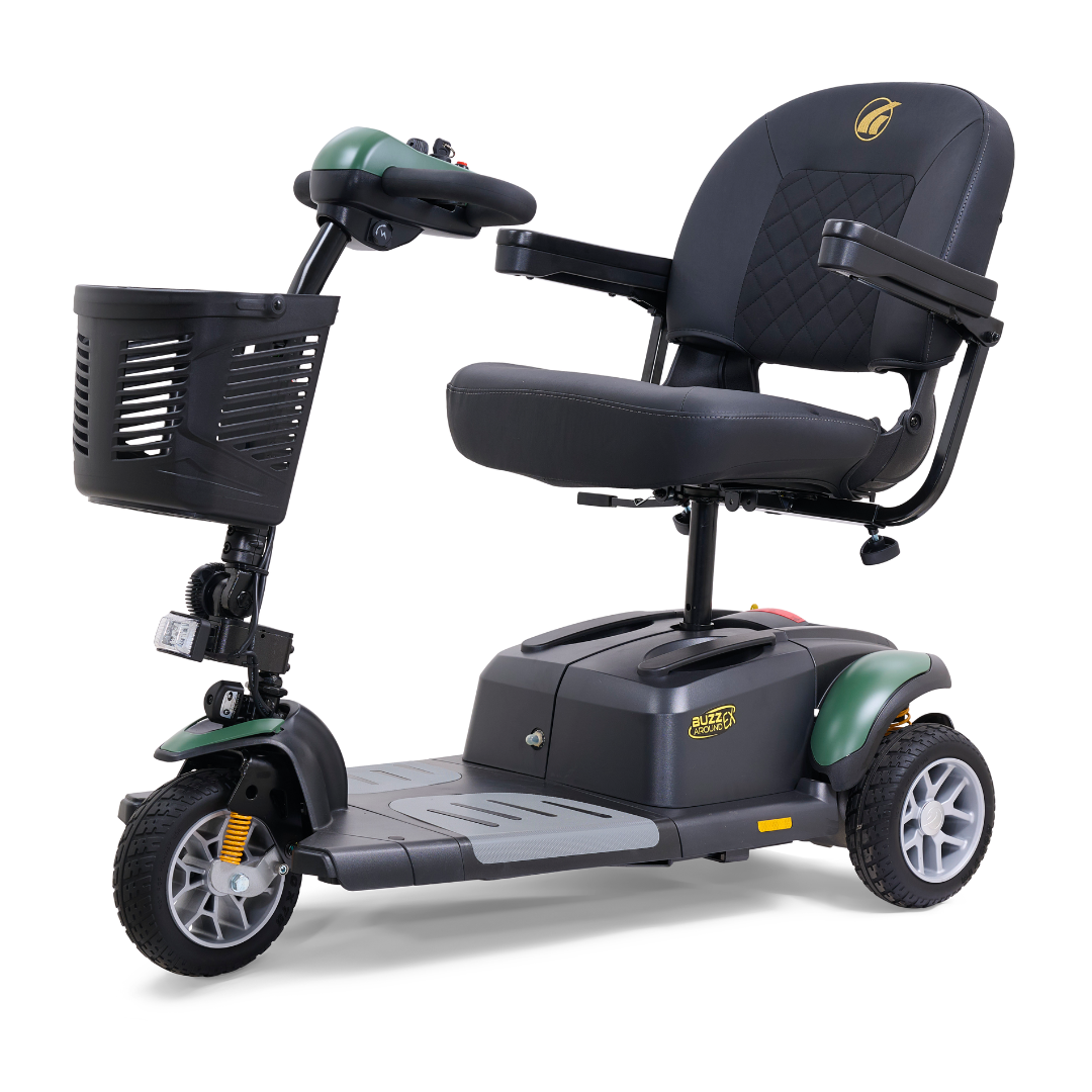Golden GB118 BuzzAround EX 3-Wheel Long Range Travel Scooter - Army Green left