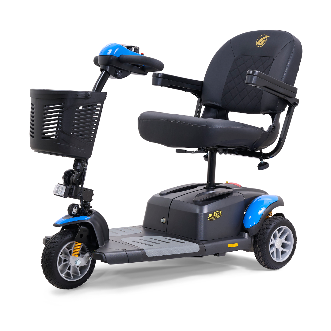 Golden GB118 BuzzAround EX 3-Wheel Long Range Travel Scooter - Blue front left