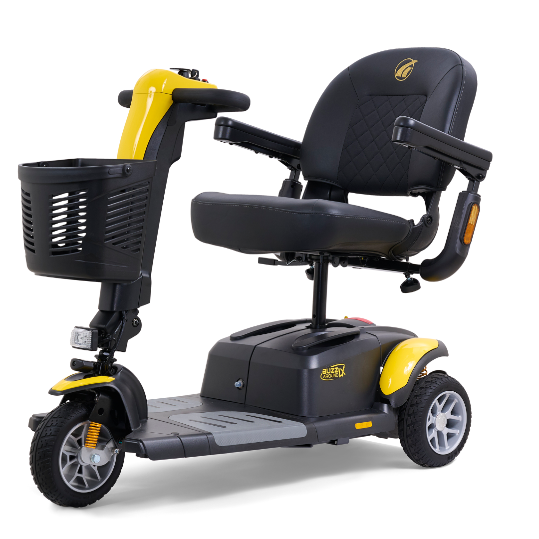 Golden Tech Buzzaround LX - Luxury 3 Wheel Portable Mobility Scooter - Canary Yellow left