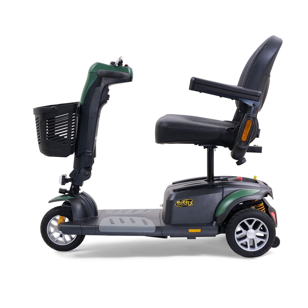 Golden Tech Buzzaround LX - Luxury 3 Wheel Portable Mobility Scooter - Matte Green left