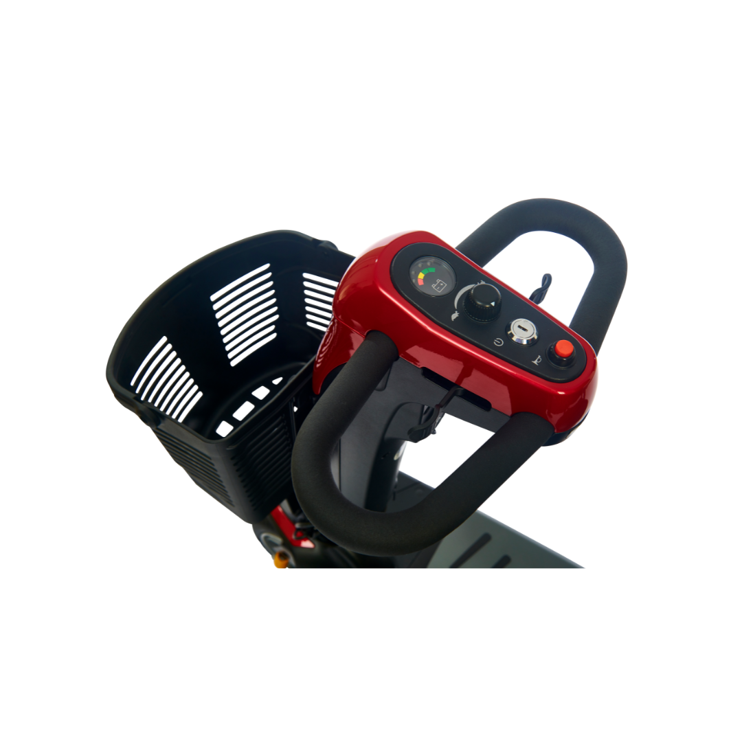 Golden Tech Buzzaround LX - Luxury 3 Wheel Portable Mobility Scooter - Red steering
