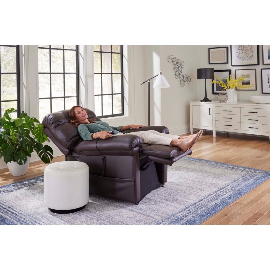 Golden Tech MaxiComfort Cloud Twilight Assisted Lift Reclining Chairs - Black Onyx being used indoor