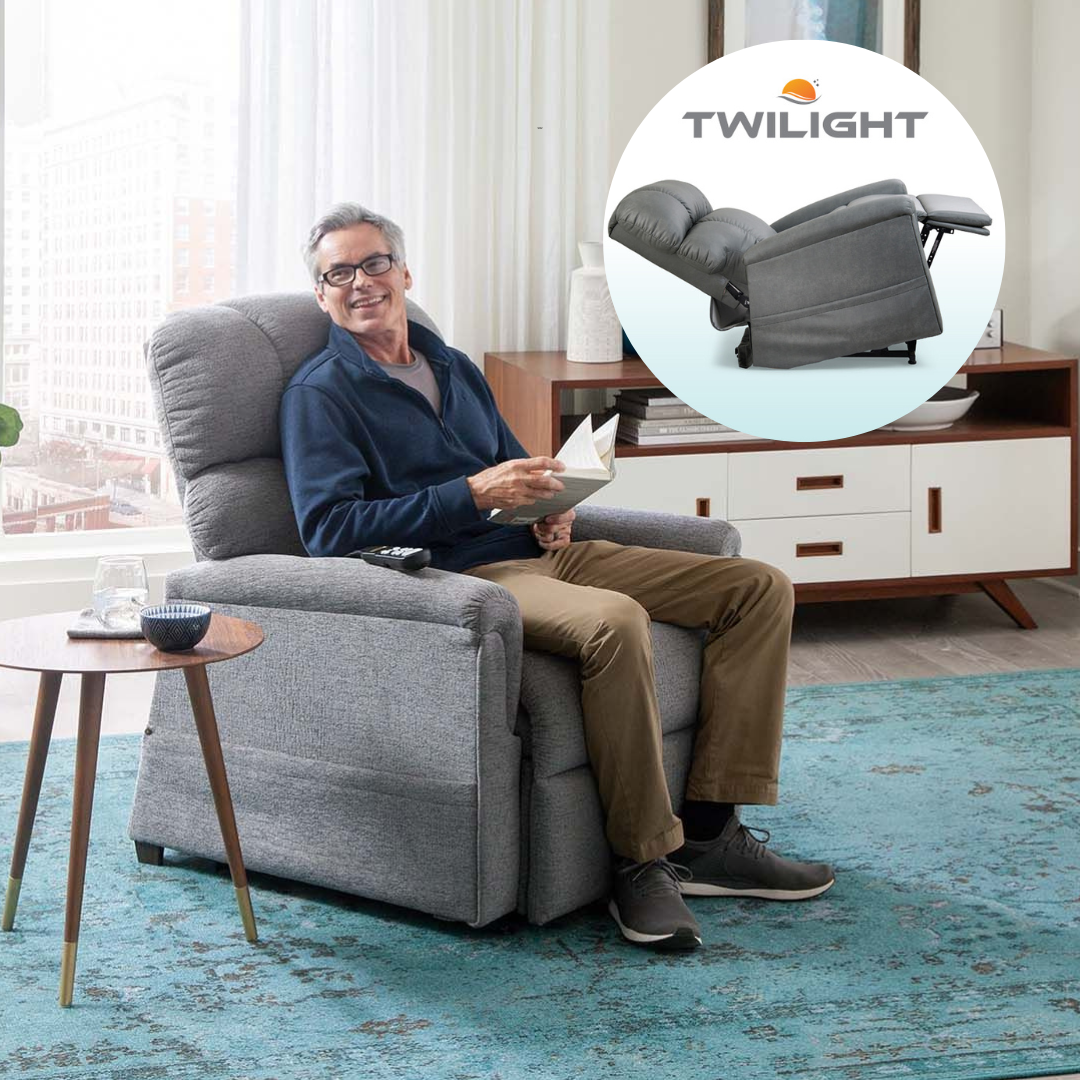 Golden Tech PR545 Recliner with Assisted Lift - Twilight & MaxiComfort Positioning - in seated position