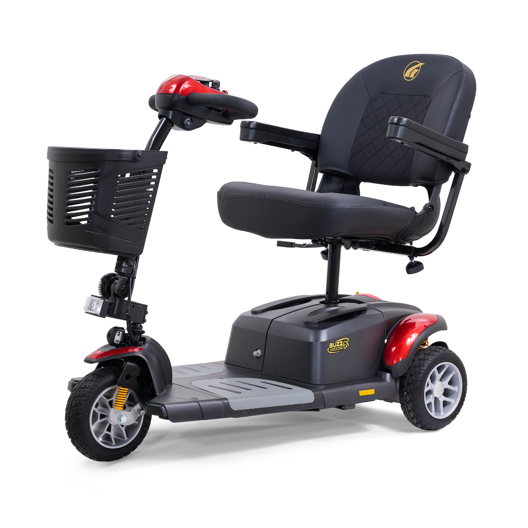 Golden GB118 BuzzAround EX 3-Wheel Long Range Travel Scooter - Red front left
