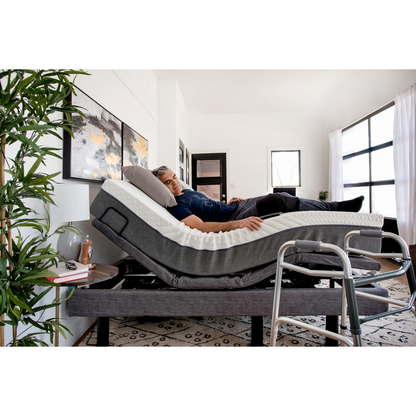 Golden Passport™ Hi Low Adjustable Bed with Dual-Zone Vibrating Massage - With user's head and legs raised