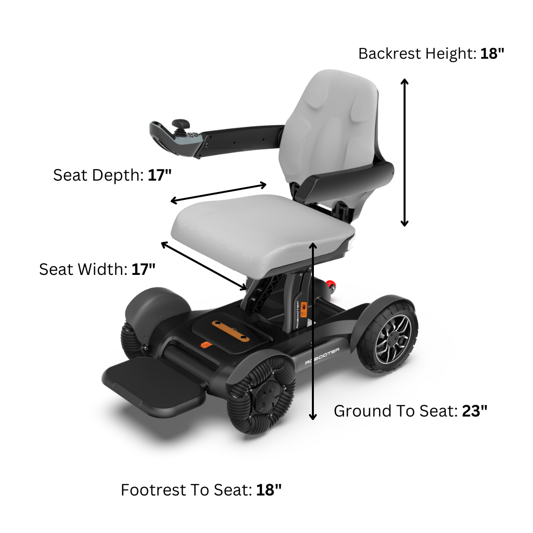 Robooter X40 Automatic Folding All-Terrain Smart Powerchair dimensions